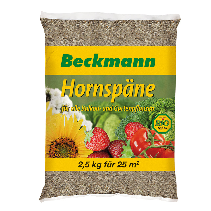 Beckmann Hornspäne 2,5 kg – organischer Stickstoffdünger für nachhaltige Gartendüngung im Bio-Garten
