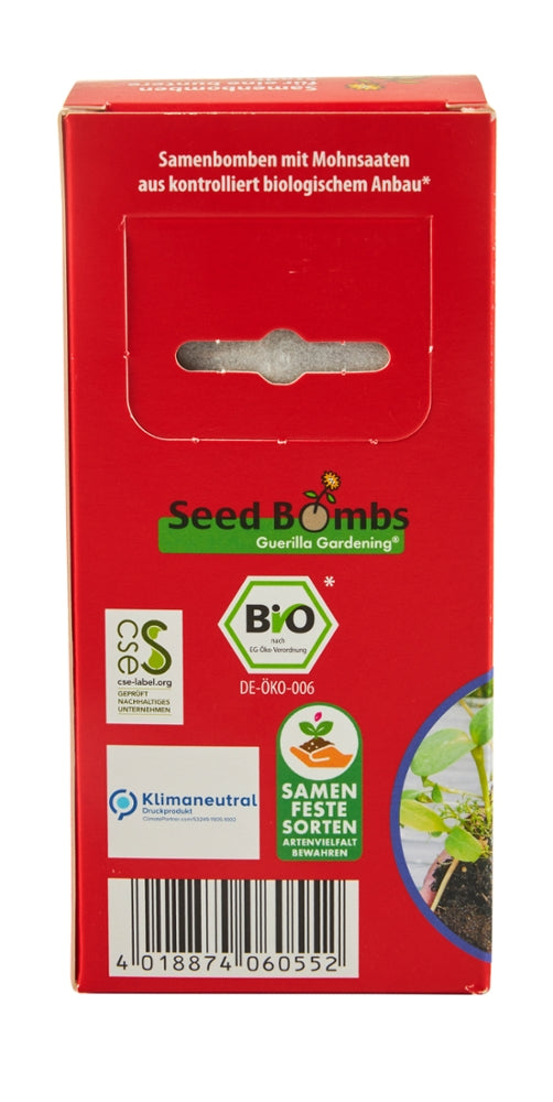 Guerilla Gardening Samenbomben MOHNMISCHUNG Rückseite