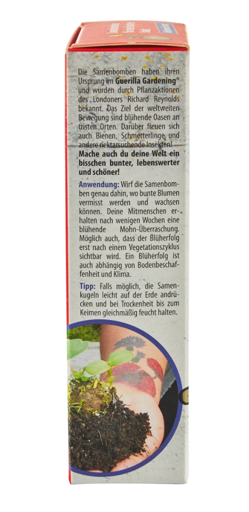 Guerilla Gardening Samenbomben MOHNMISCHUNG Seitenansicht