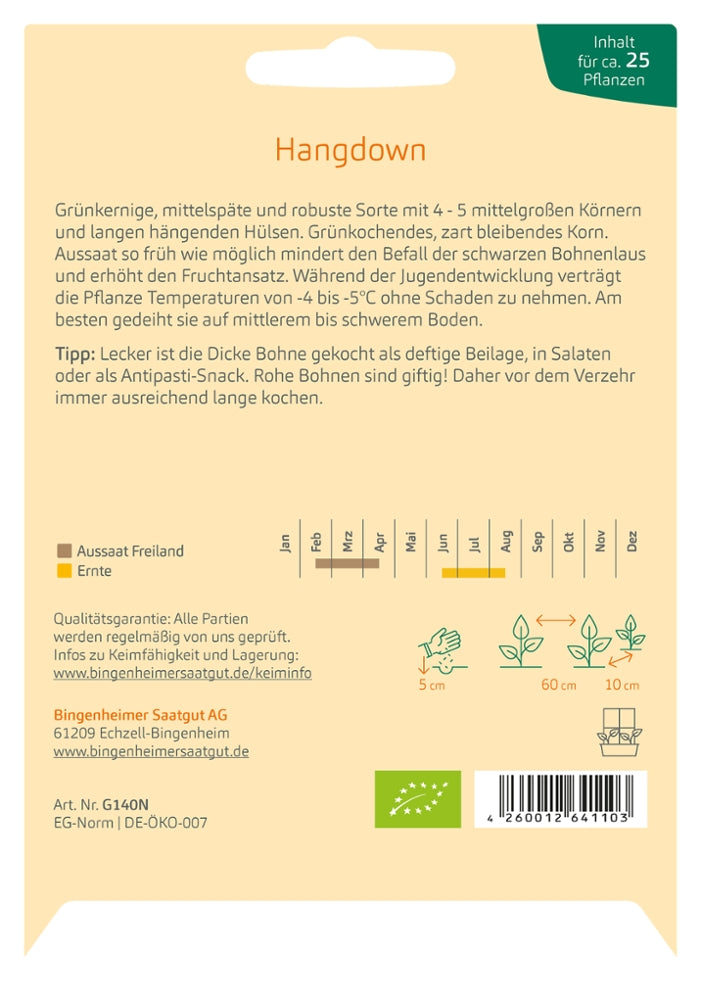 BIO Saatgut Dicke Bohne Hangdown grünkernig – Biogartenladen