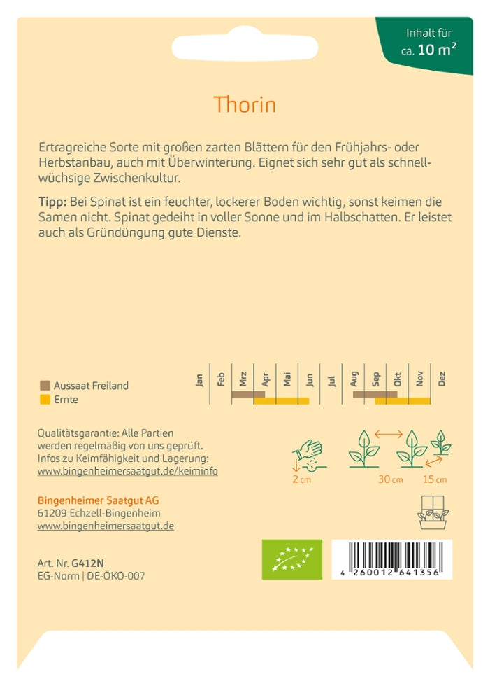BIO Saatgut Spinat Thorin (Matador) Aussaatanleitung