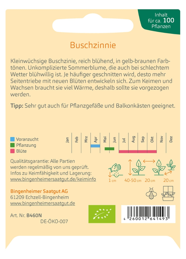 BIO Saatgut Buschzinnie Aussaatanleitung