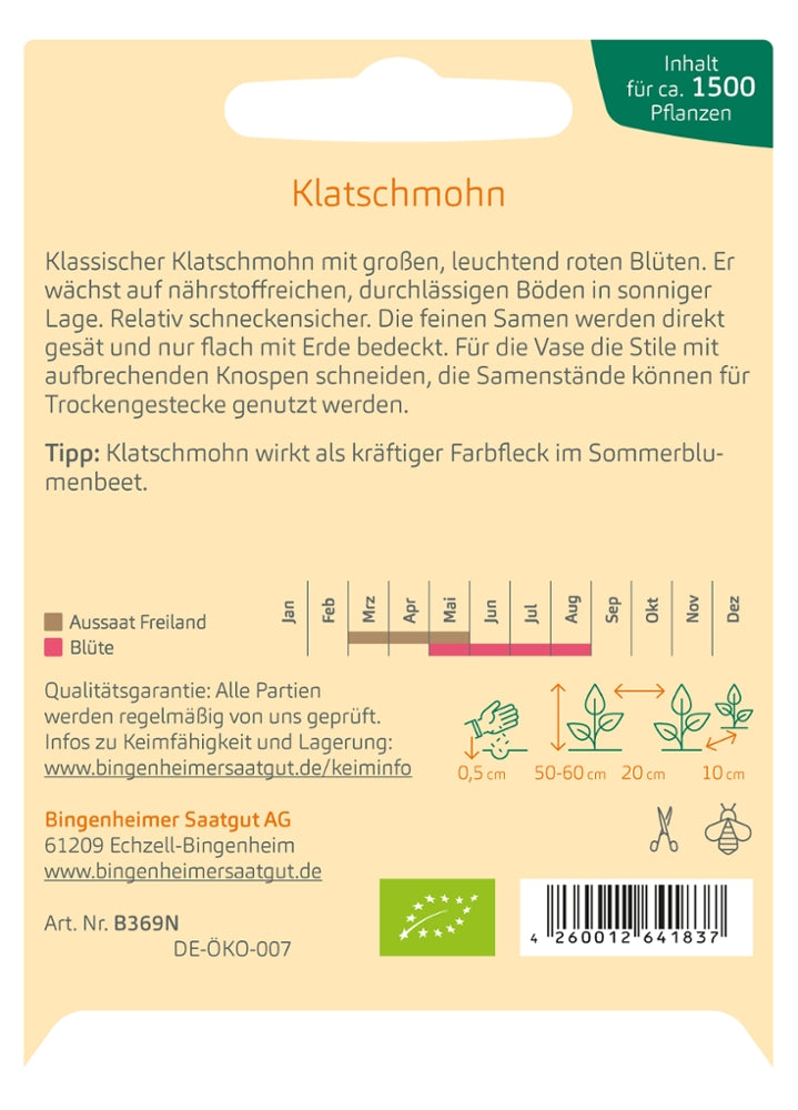 BIO Saatgut Klatschmohn Aussaatanleitung
