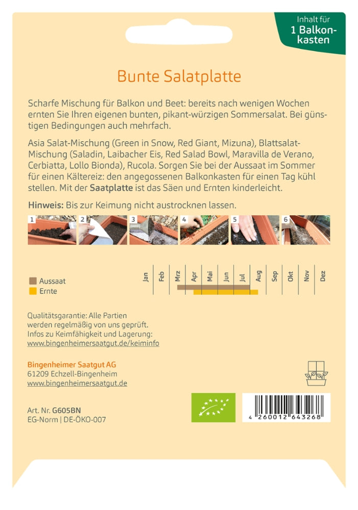 BIO Saatgut Bunte Salatplatte Aussaatanleitung