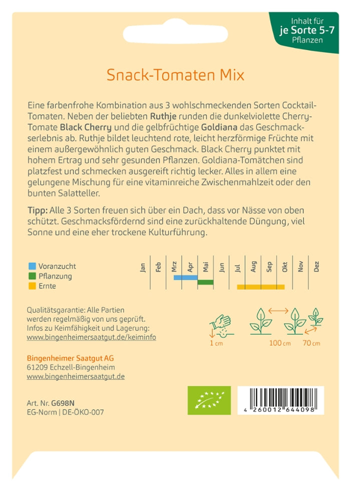 BIO Saatgut Snack-Tomaten Mix Aussaatanleitung
