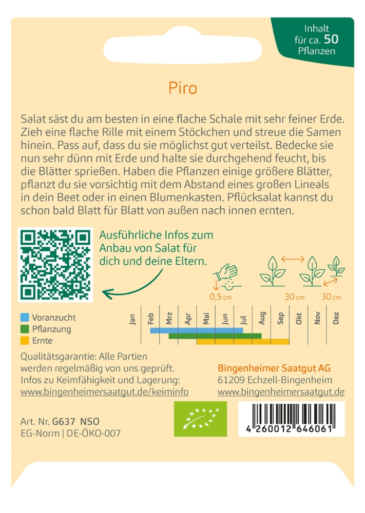 Aussaatanleitung Pflücksalat Piro