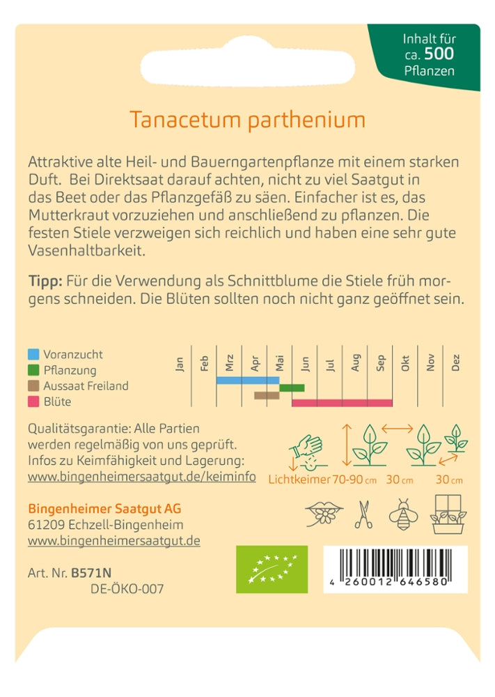 BIO Saatgut Mutterkraut Kulturanlkeitung