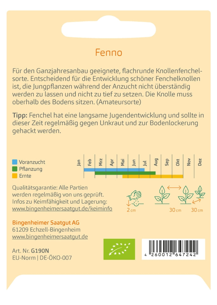 BIO Saatgut Knollenfenchel Fenno Kulturanleitung