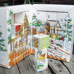 BIO Saatgut Adventskalender in Buchform mit 24 Würfeln, samenfestem BIO Saatgut und verschiedenen Puzzle-Motiven für Gartenfreunde.