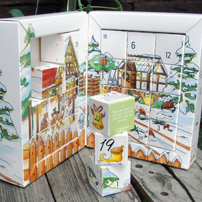 BIO Saatgut Adventskalender in Buchform: 24 samenfeste Sorten & Würfel-Puzzle