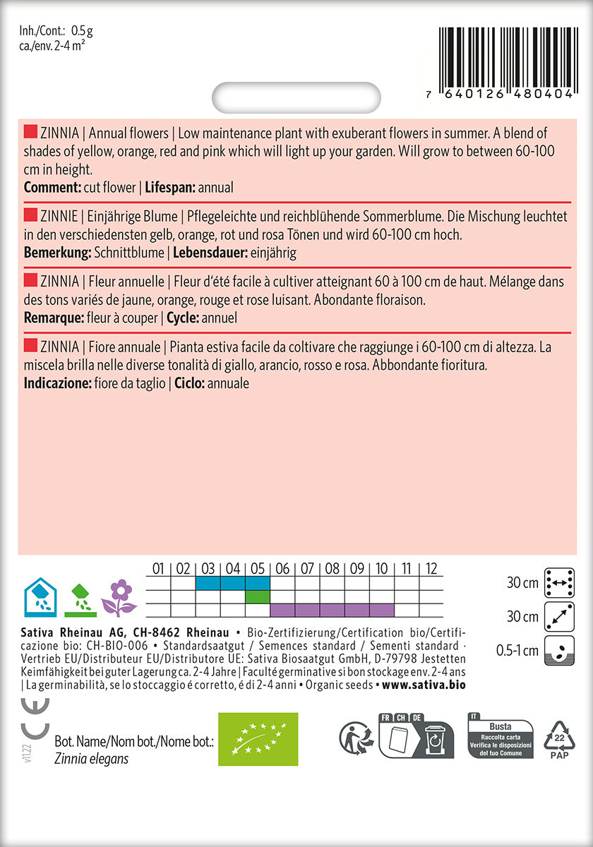 BIO Saatgut Zinnie Kulturanleitung