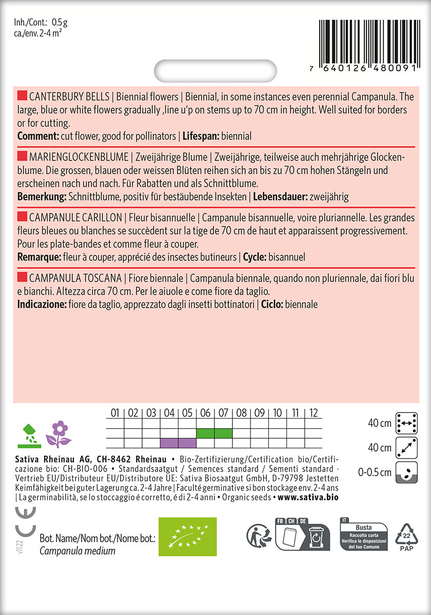 BIO Saatgut Marienglockenblume Kulturanleitung