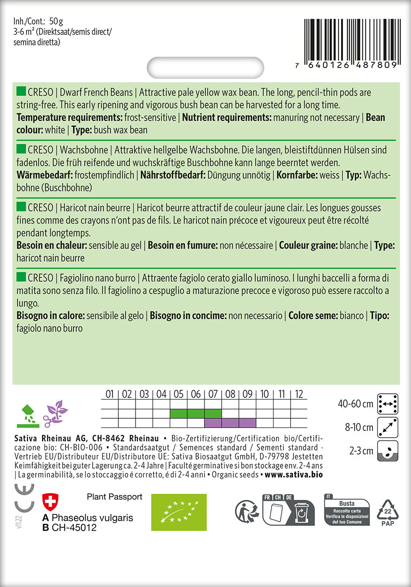 BIO Saatgut Wachsbohne Creso Kulturanleitung