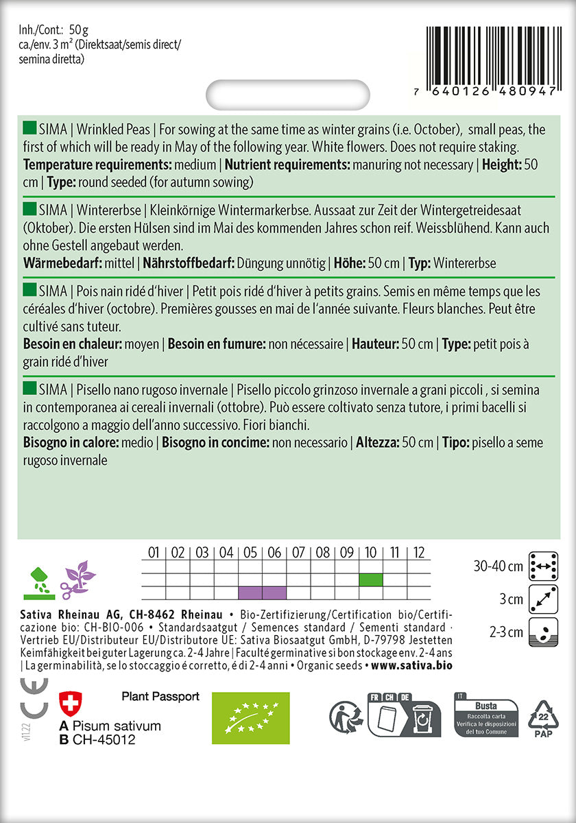 Wintermarkerbse Sima Kulturanleitung
