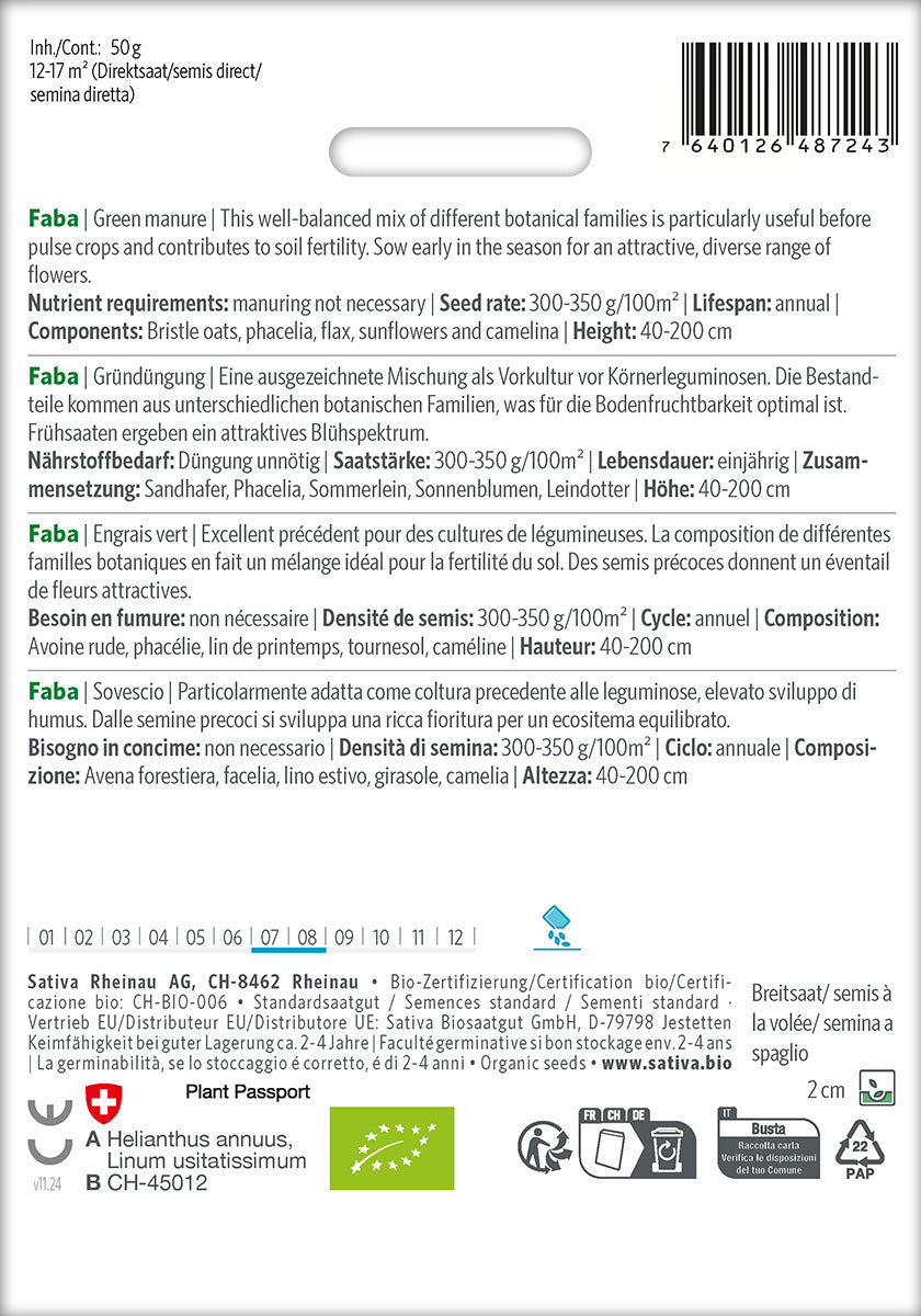 BIO Saatgut Gründüngung Faba Kulturanleitung