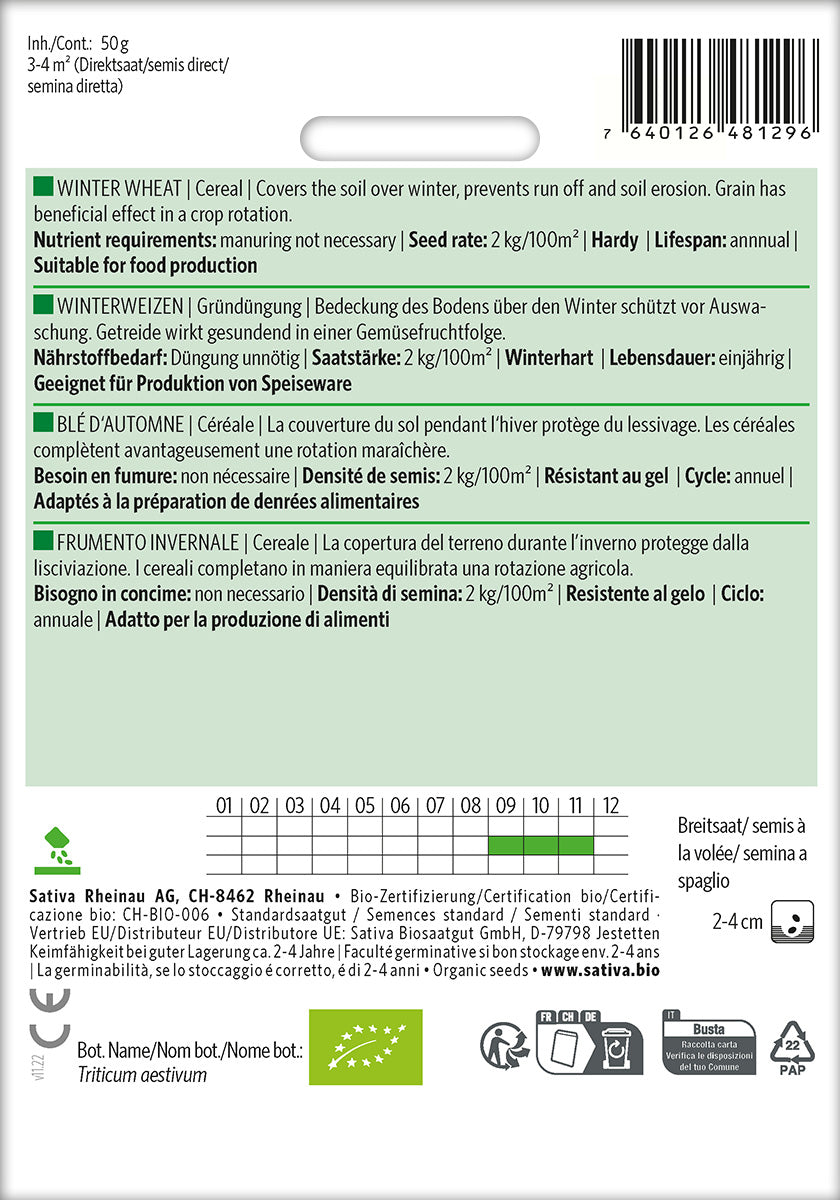 BIO Saatgut Getreide Winterweizen Kulturanleitung