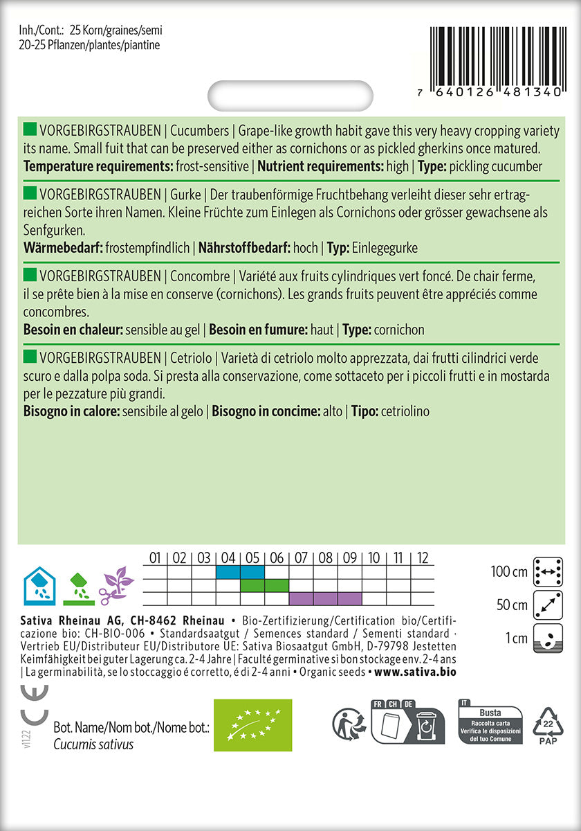BIO Saatgut Einlegegurke Vorgebirgstrauben Kulturanleitung