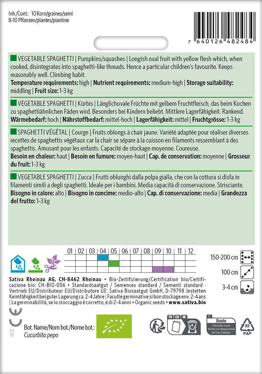 BIO Saatgut Spaghettikürbis Kulturanleitung