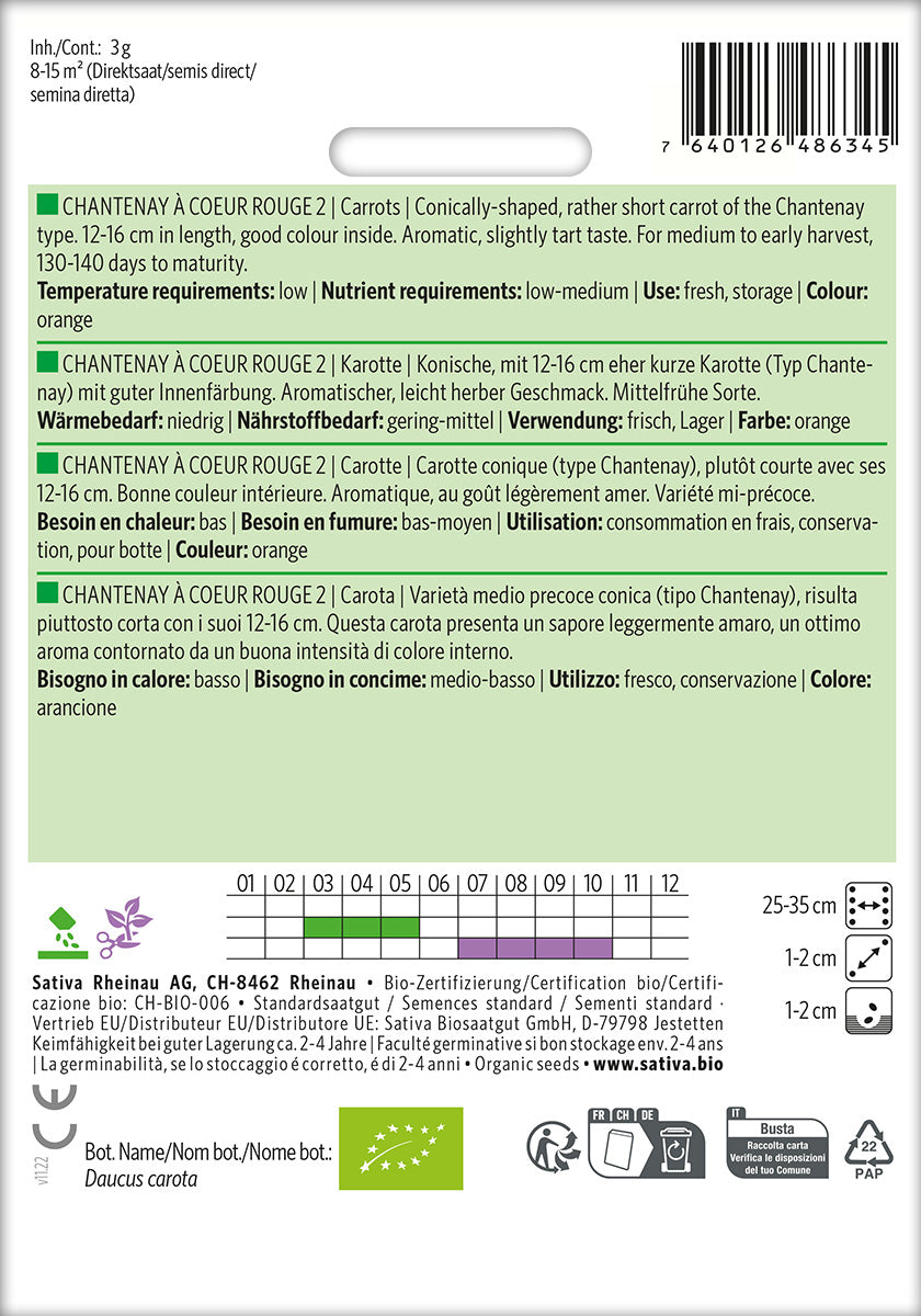 BIO Saatgut Möhre Chantenay Kulturanleitung
