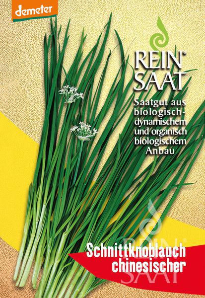 BIO Saatgut Chinesischer Schnittknoblauch in Demeter-Qualität – aromatische, flache Blätter und essbare Blüten, ideal für Garten und Balkon