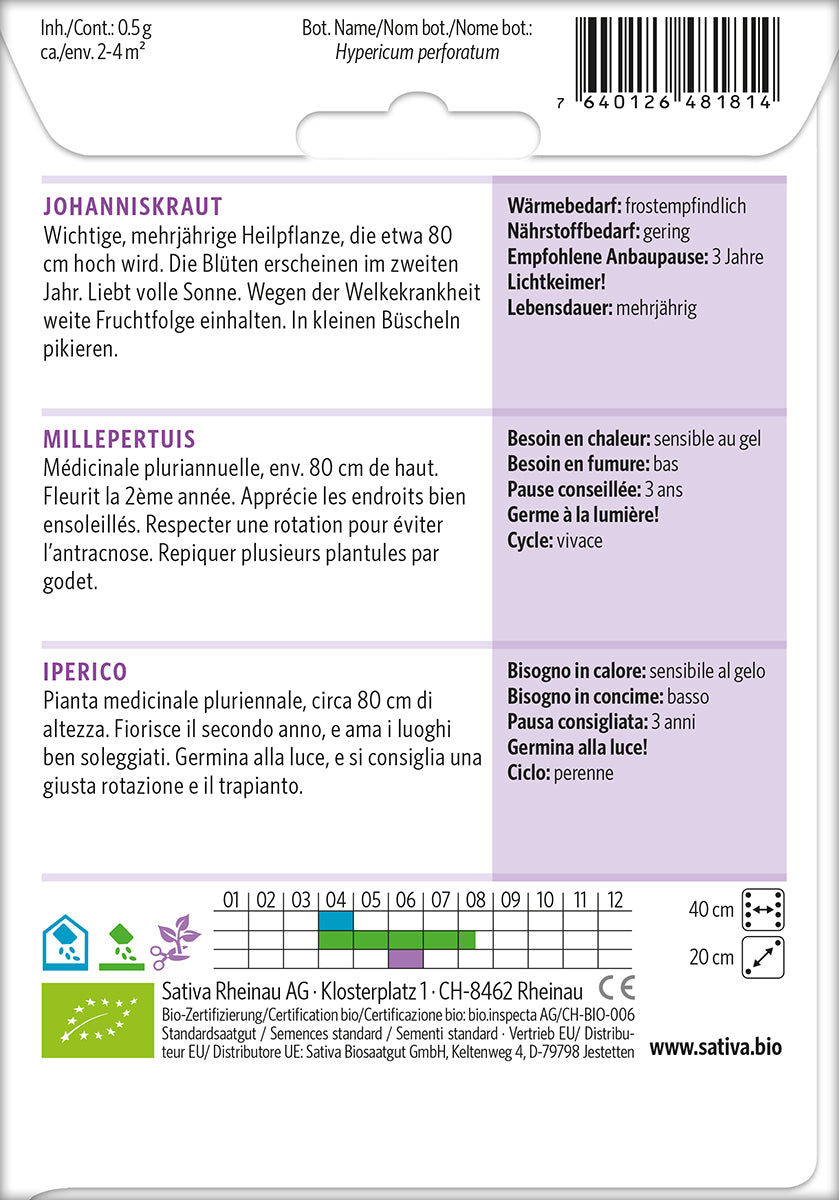 BIO Saatgut Johanniskraut Kulturanleitung