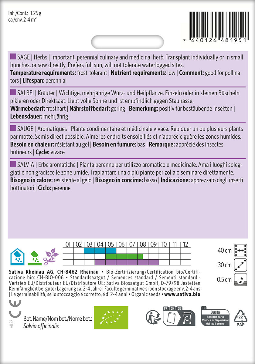 BIO Saatgut Salbei Kulturanleitung