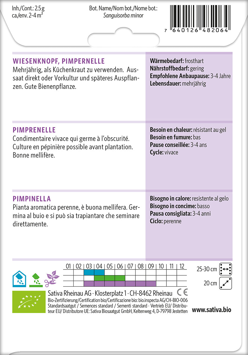 BIO Saatgut Pimpernelle Kulturanleitung
