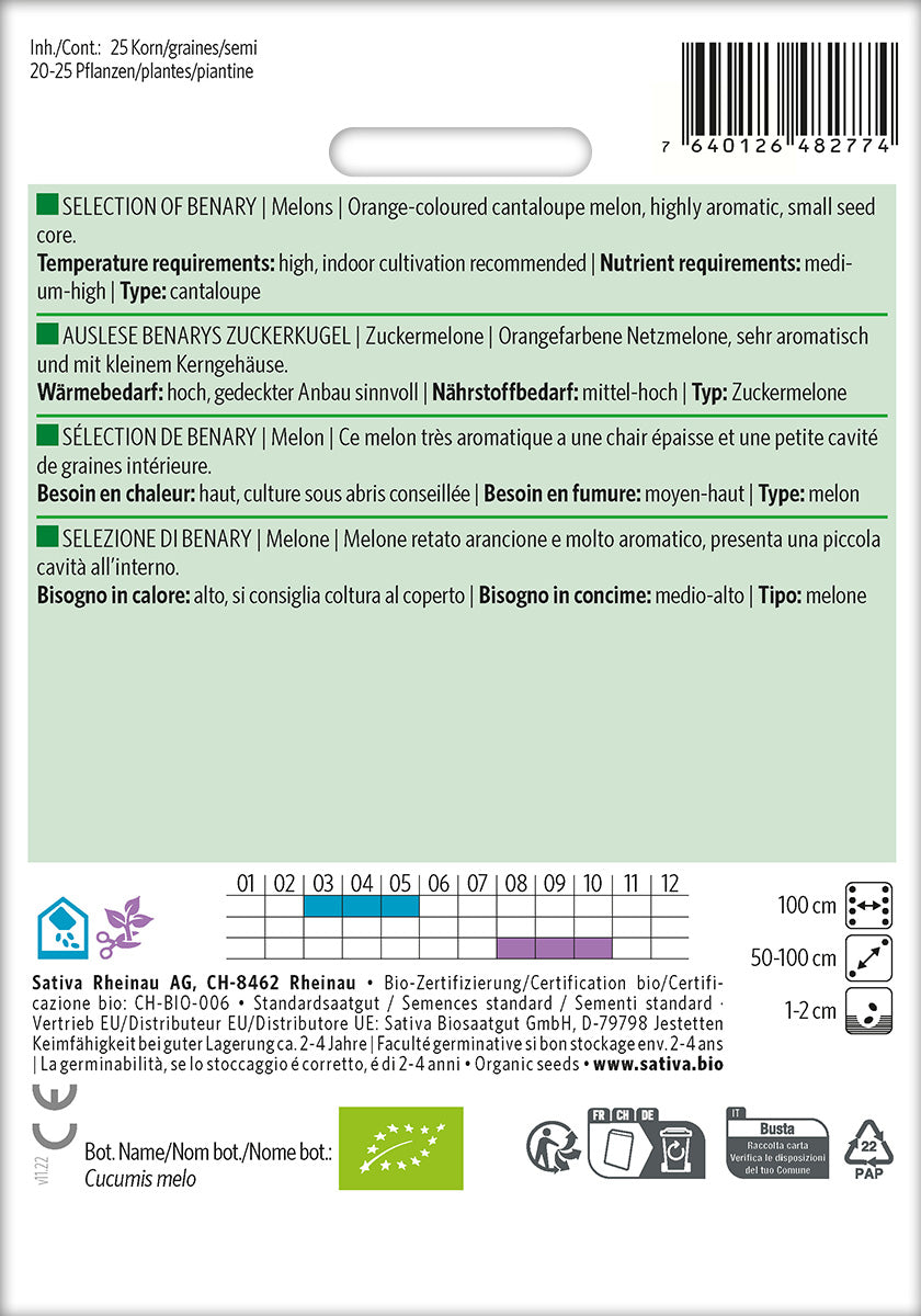 BIO Saatgut Melone Auslese (Benarys Zuckerkugel) Kulturanleitung