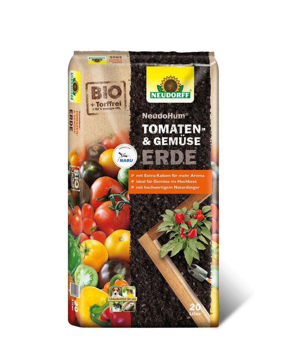 Torffreie Tomaten- & GemüseErde von Neudorff (20 l) – für Tomaten, Paprika & mehr. Mit Kalium & organischem Dünger. Ideal für Hochbeete & Kübel.
