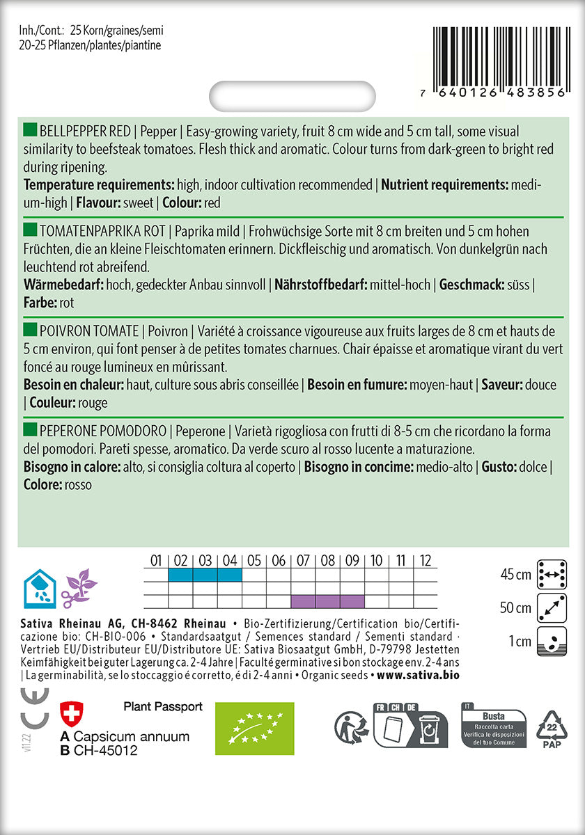 BIO Saatgut Tomatenpaprika rot Kulturanleitung