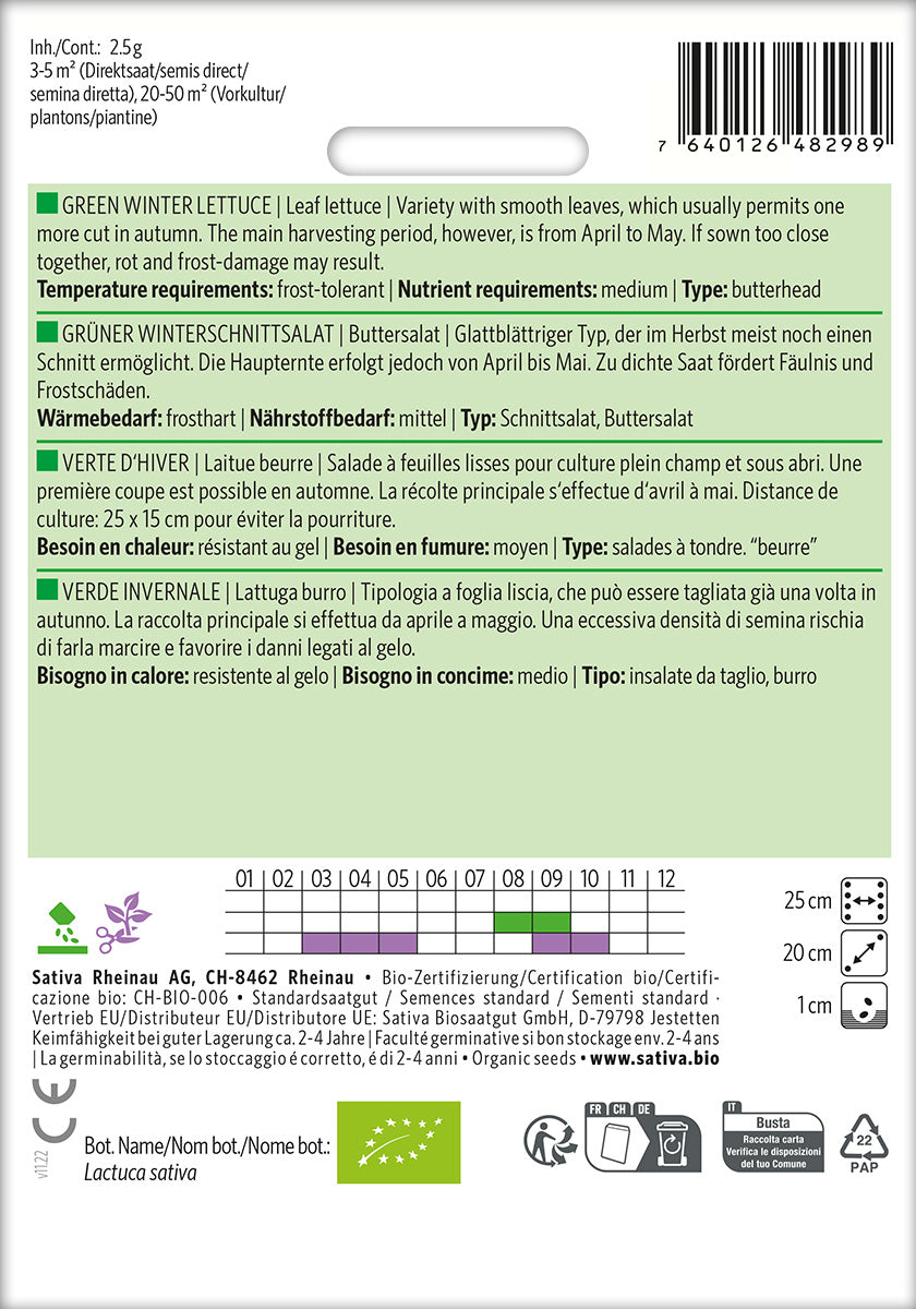 BIO Saatgut Winterschnittsalat, grüner - Kulturanleitung