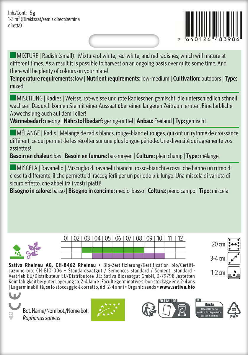BIO Saatgut Radies Mischung Kulturanleitung