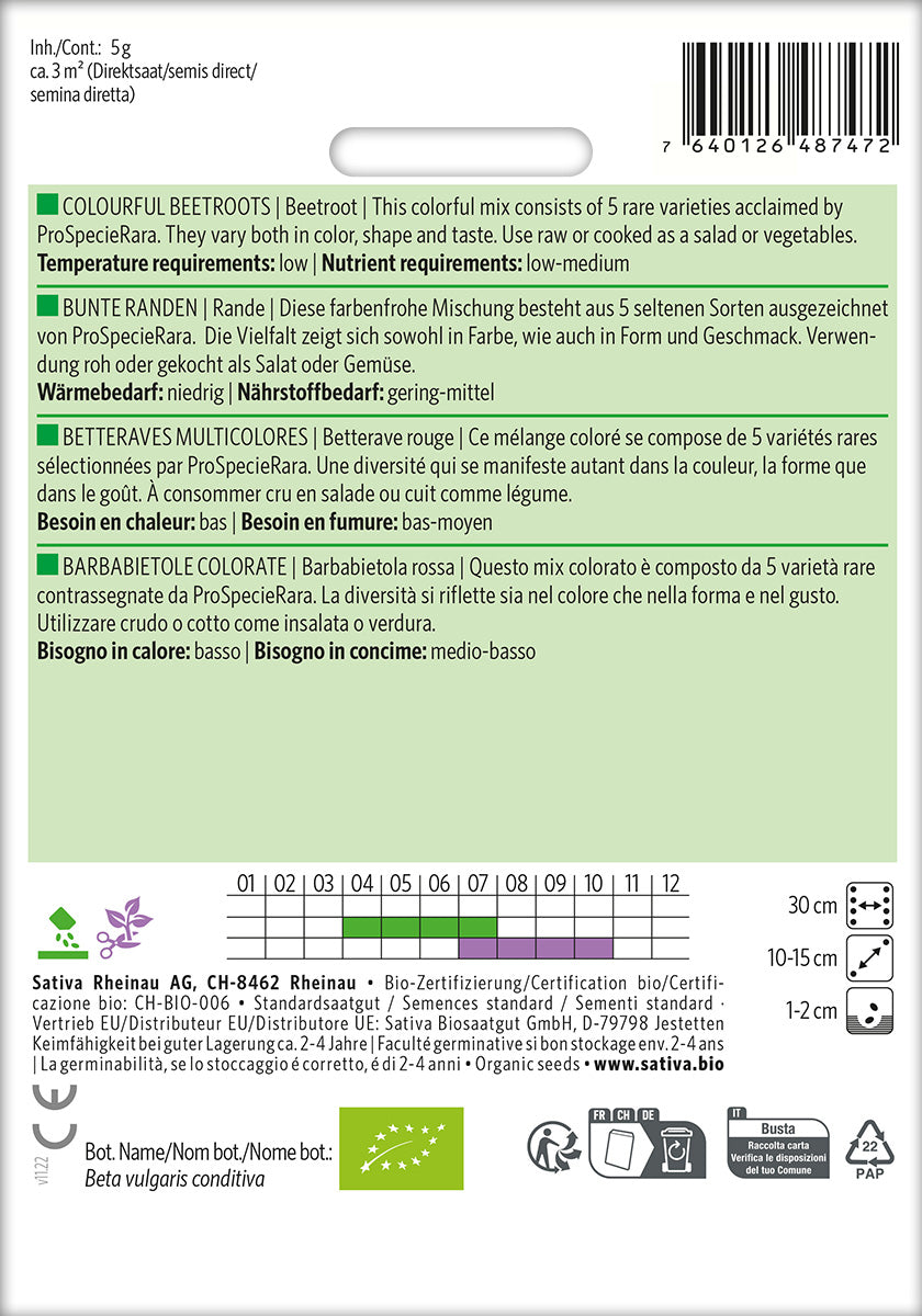 BIO Saatgut Bunte Bete Mischung Kulturanleitung