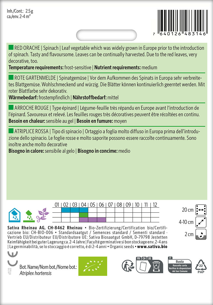 BIO Saatgut Rote Gartenmelde Kulturanleitung