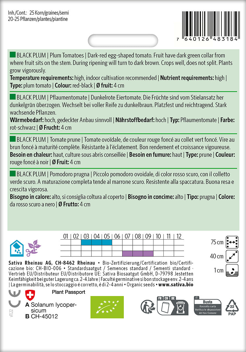 BIO Saatgut Tomate black plum Kulturanleitung