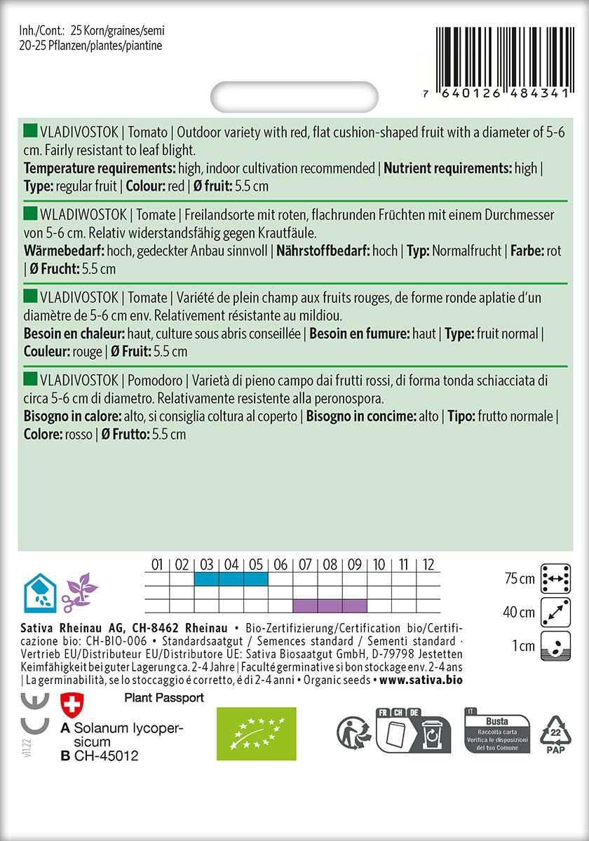 BIO Saatgut Tomate Wladiwostok Kulturanleitung