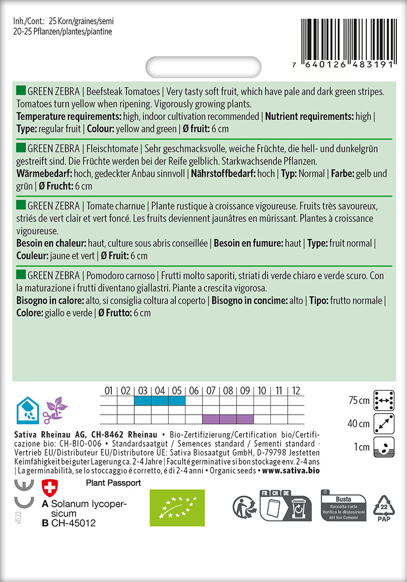 BIO Saatgut Tomate green zebra Kulturanleitung