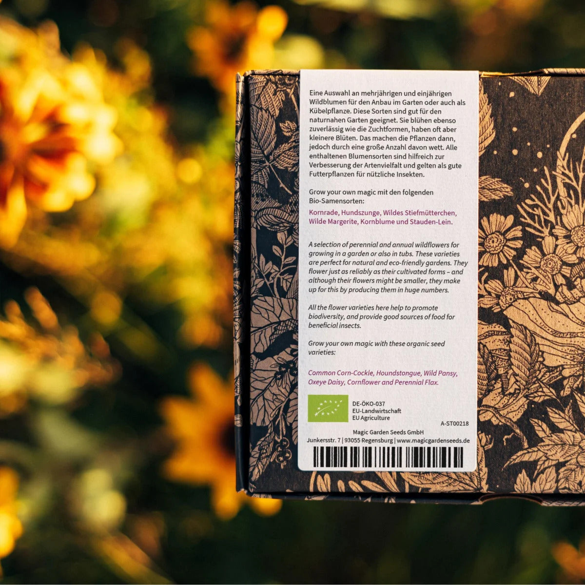 BIO Saatgut Geschenkset Wildblumen für Blumenfans Rückseite
