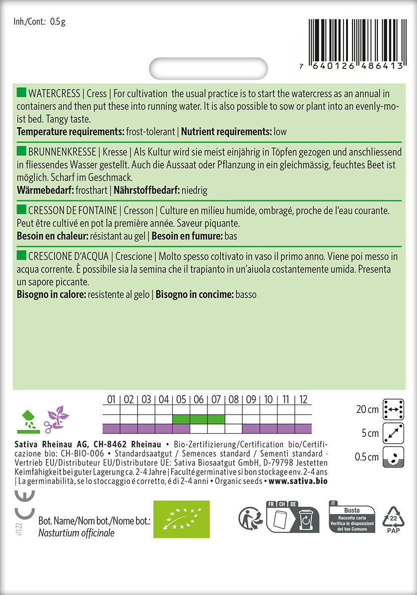 BIO Saatgut Brunnenkresse Kulturanleitung