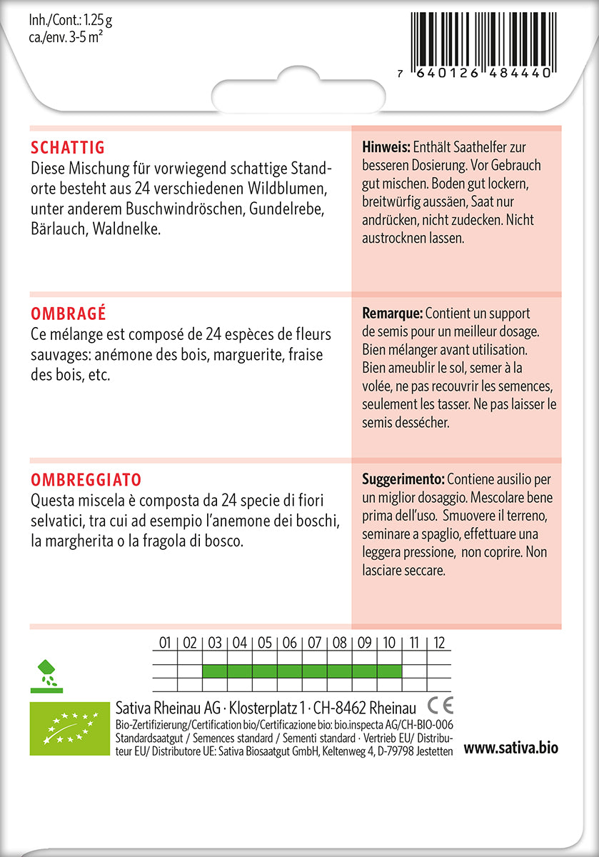 BIO Saatgut Wildblumenmischung Schattig Kulturanleitung