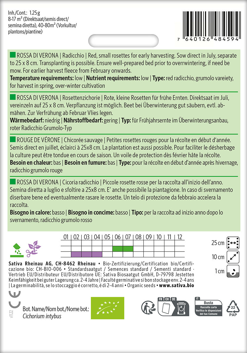 BIO Saatgut Radicchio Roter von Verona Kulturanleitung