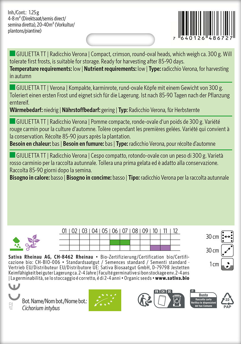 BIO Saatgut Radicchio Giulietta TT Kulturanleitung